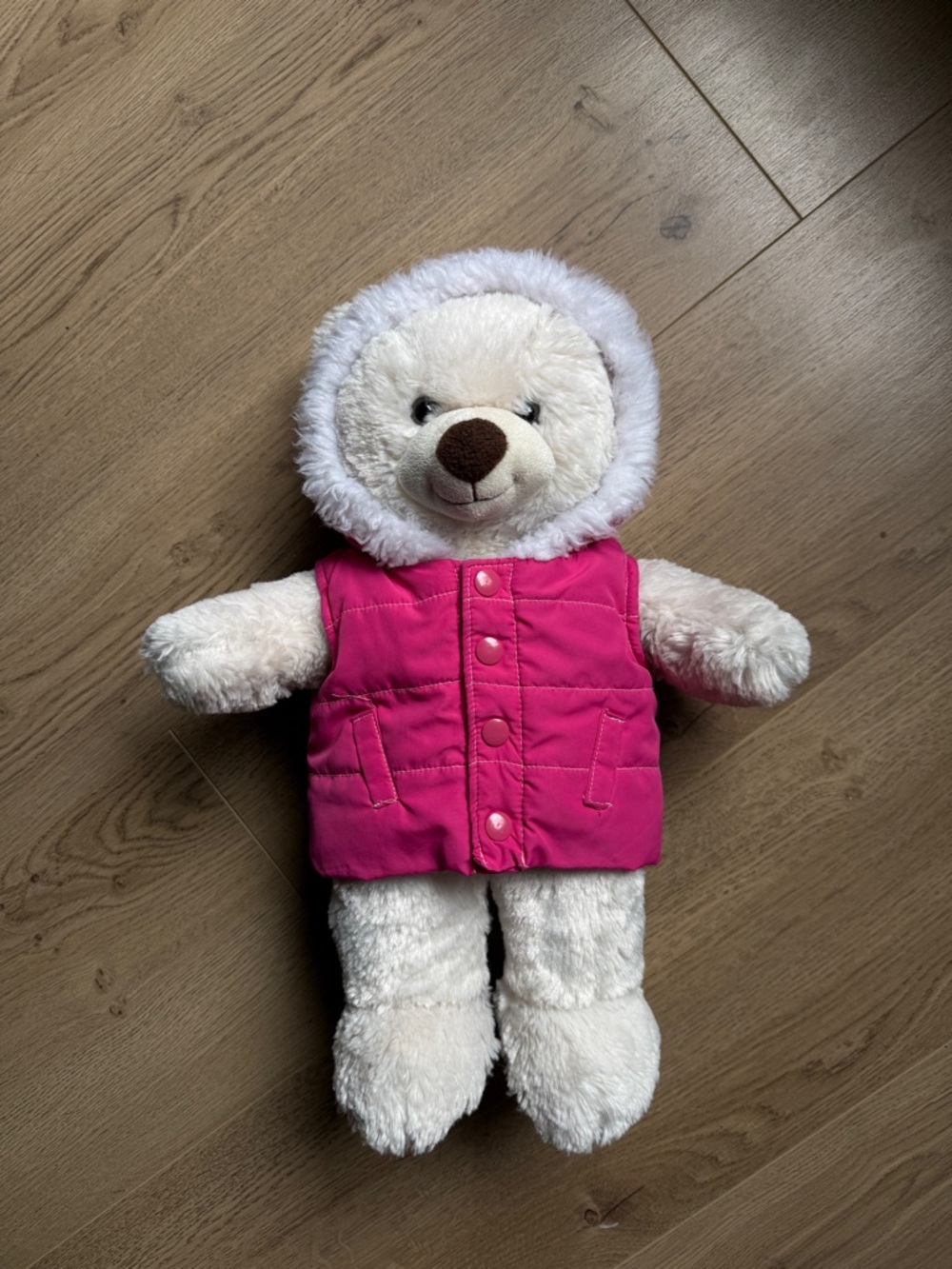 Build-a-Beat Plush Polar Bear with Pink Hooded Vest